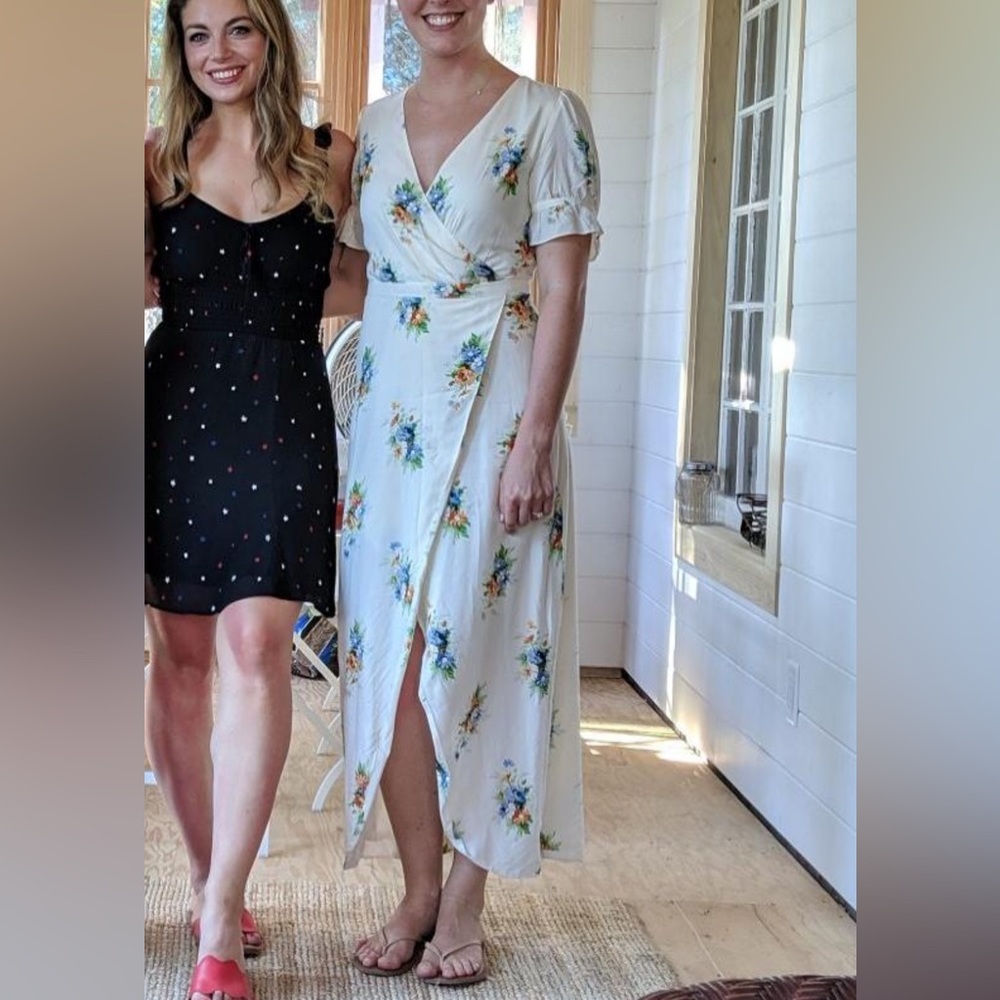 Madewell Cream Floral Midi Dress